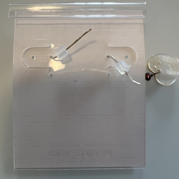 Earrings Dangle Beaded oyster pearl heart Sterling Silver Genuine Stone Peyote - Picture 4 of 6